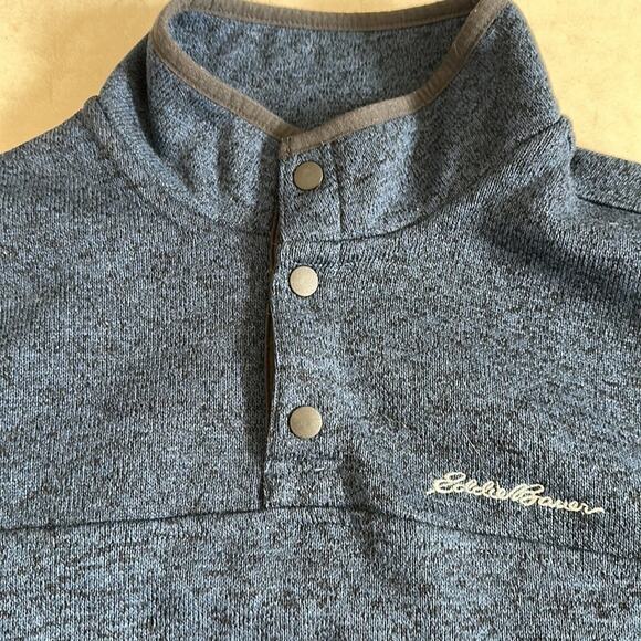 Eddie Bauer Radiator Fleece Pullover Sweater 1/4 Snap Navy Heather Size L Casual - Picture 4 of 9